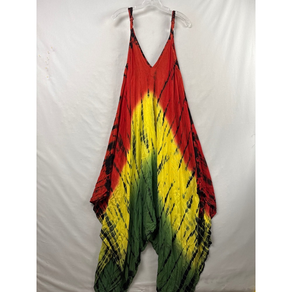Advance Harem Dress Womens OSFM Red Yellow Green Rasta Tie Dye